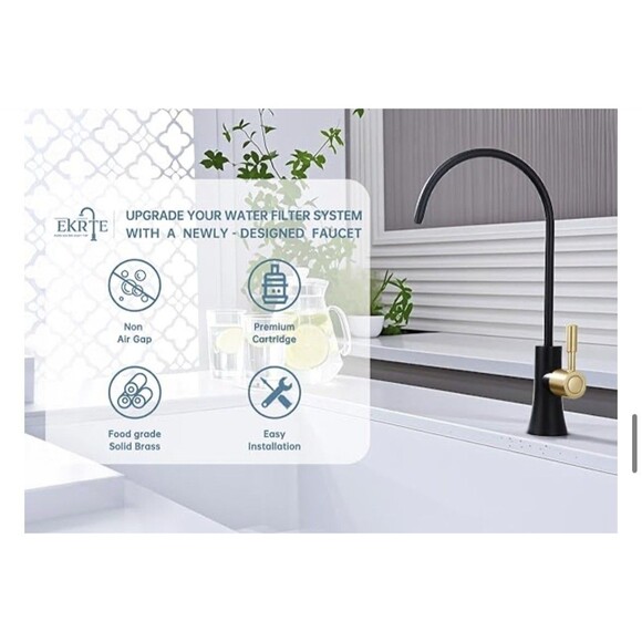 EKRTE Drinking Water Faucet Kitchen Bar Sink Matte Black and Champagne Gold - Picture 10 of 16